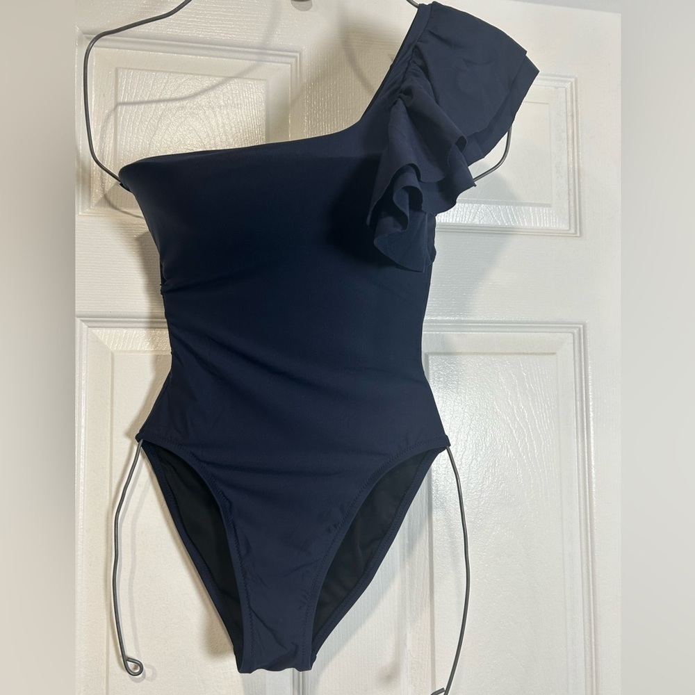 J. Crew Navy One-Shoulder Women's One Piece…